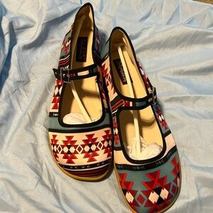 Hot Chocolate Design Shoes Size 41 11 Western Tribal Mary Jane Flats